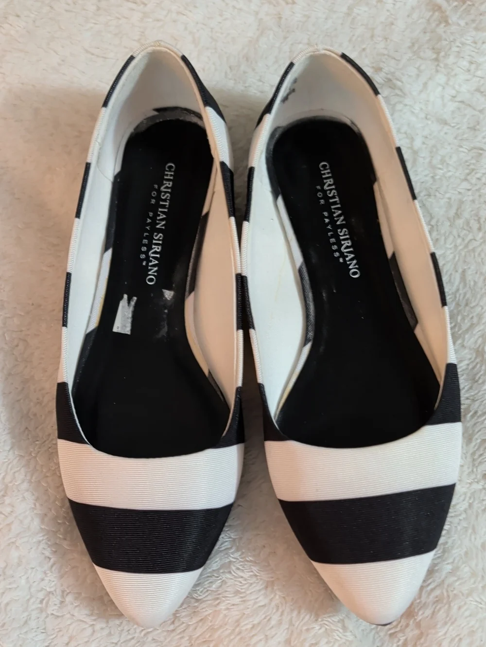 NIB Christian Siriano for Payless Gigi Striped Pointed Toe Flats - Size 7.5